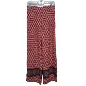 𝅺Love Tree Orange and White Bohemian Wideleg Pants Sz Small